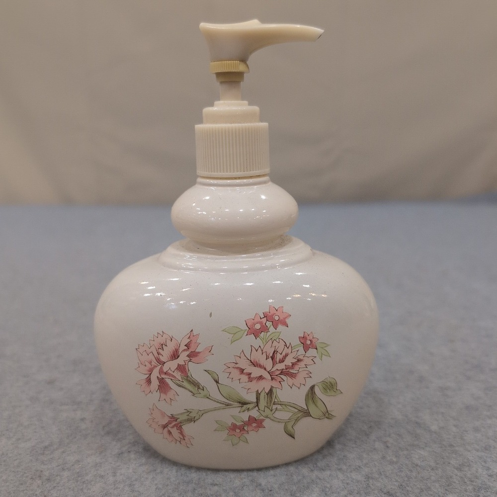 Vintage Avon Candid Ultra Soft Body Satin Pink Floral Pump Bottle Cream Plastic - Picture 1 of 3